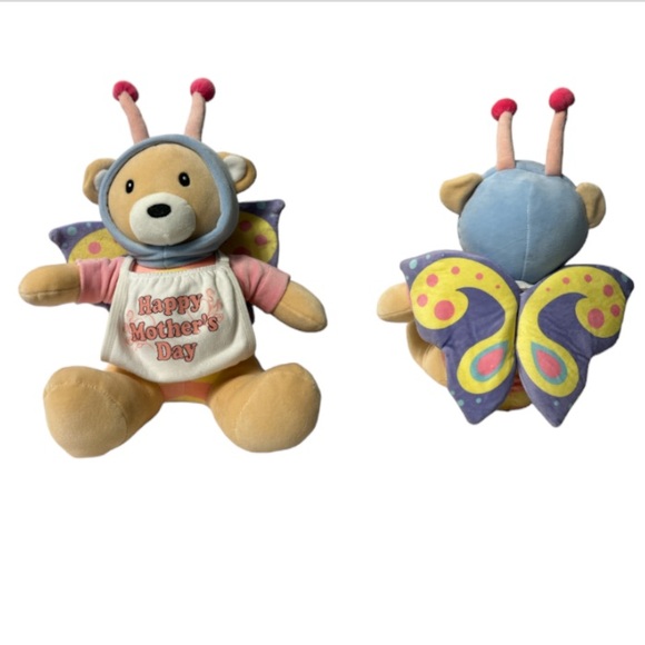 Kaisiyang Plush Bear With Butterfly Wings. 9” White Happy Mother’s Day Bib NWOT - Picture 4 of 16